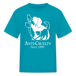 Load image into Gallery viewer, Anti-Cruelty 90's Retro Logo Kids' T-Shirt - turquoise

