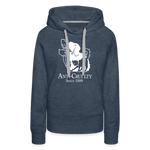Load image into Gallery viewer, Anti-Cruelty 90's Retro Logo Women’s Hoodie - heather denim

