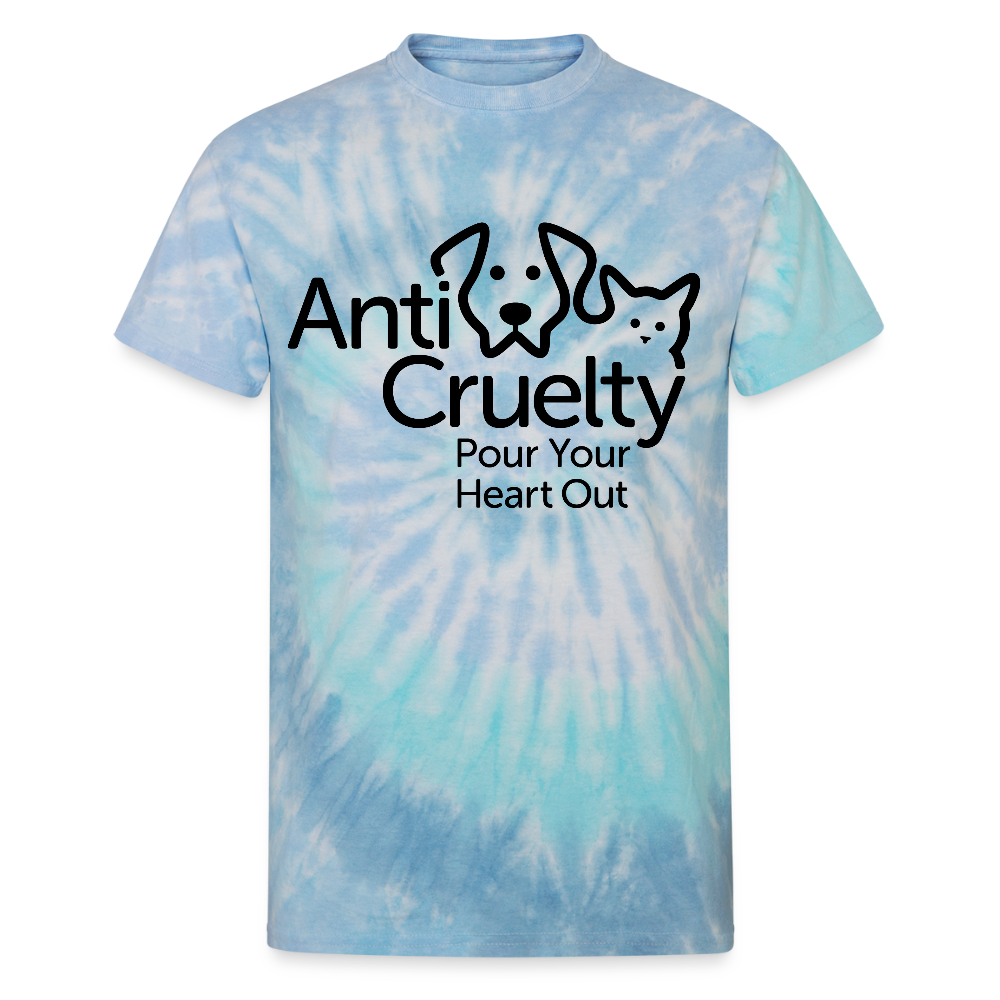 "Pour Your Heart Out" Unisex Tie Dye T-Shirt - blue lagoon