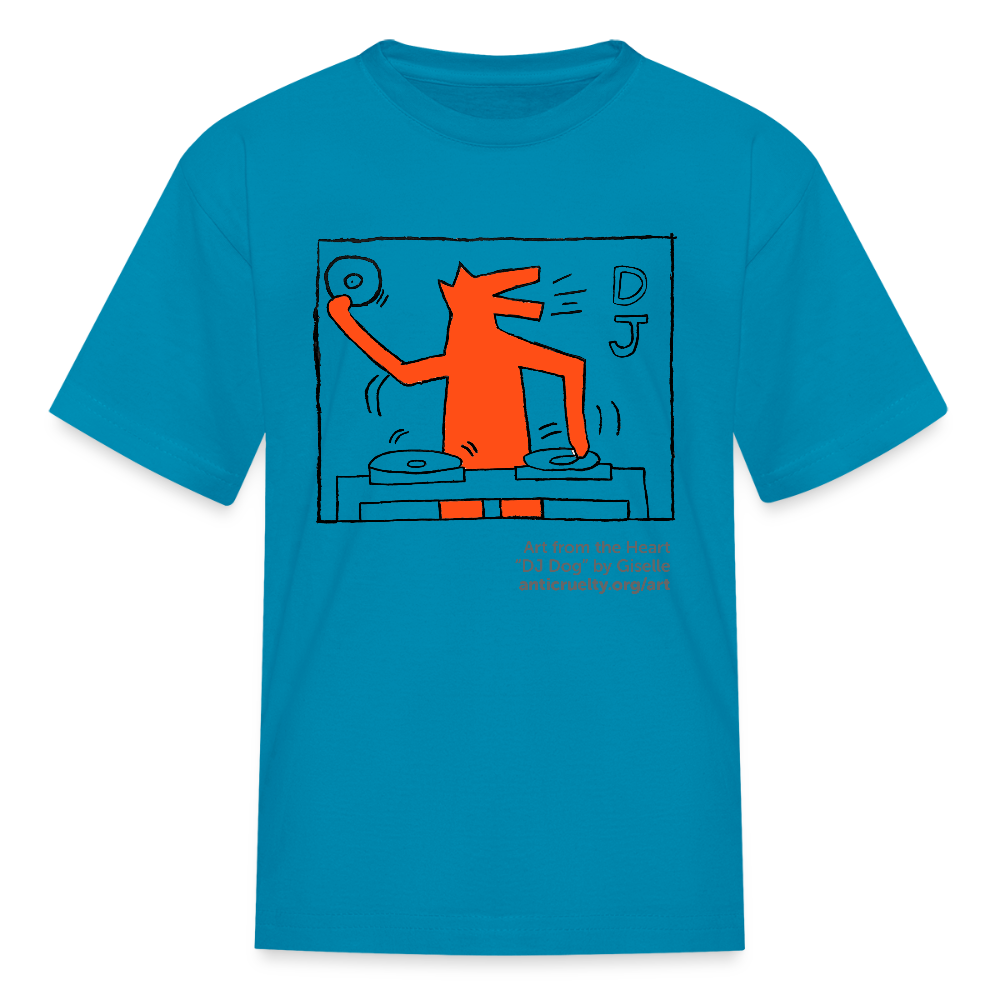 "DJ Dog" Art From The Heart Kids' T-Shirt - turquoise