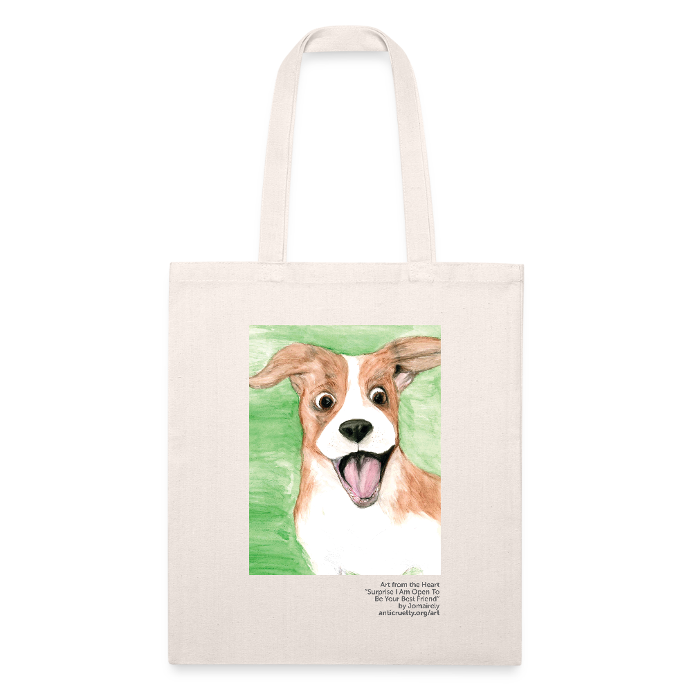 "Surprise…" Art From The Heart Recycled Tote Bag - natural