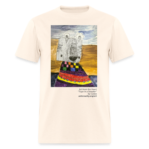 "Tiger In A Sweater" Art From The Heart Adult T-Shirt - natural