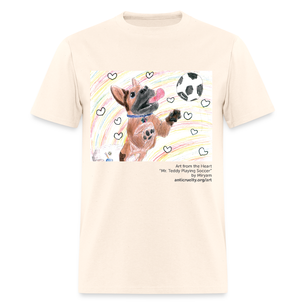 "Mr. Teddy Playing Soccer" Art From The Heart Shirt - natural