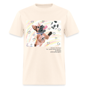 "Mr. Teddy Playing Soccer" Art From The Heart Shirt - natural