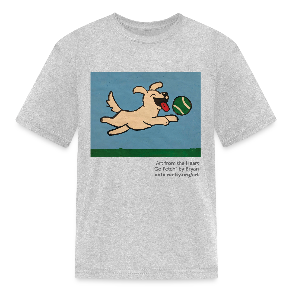 "Go Fetch" Art From The Heart Kids' T-Shirt - heather gray