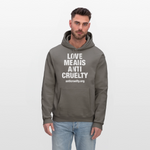 Load image into Gallery viewer, Love Means Anti-Cruelty Hoodie - asphalt gray
