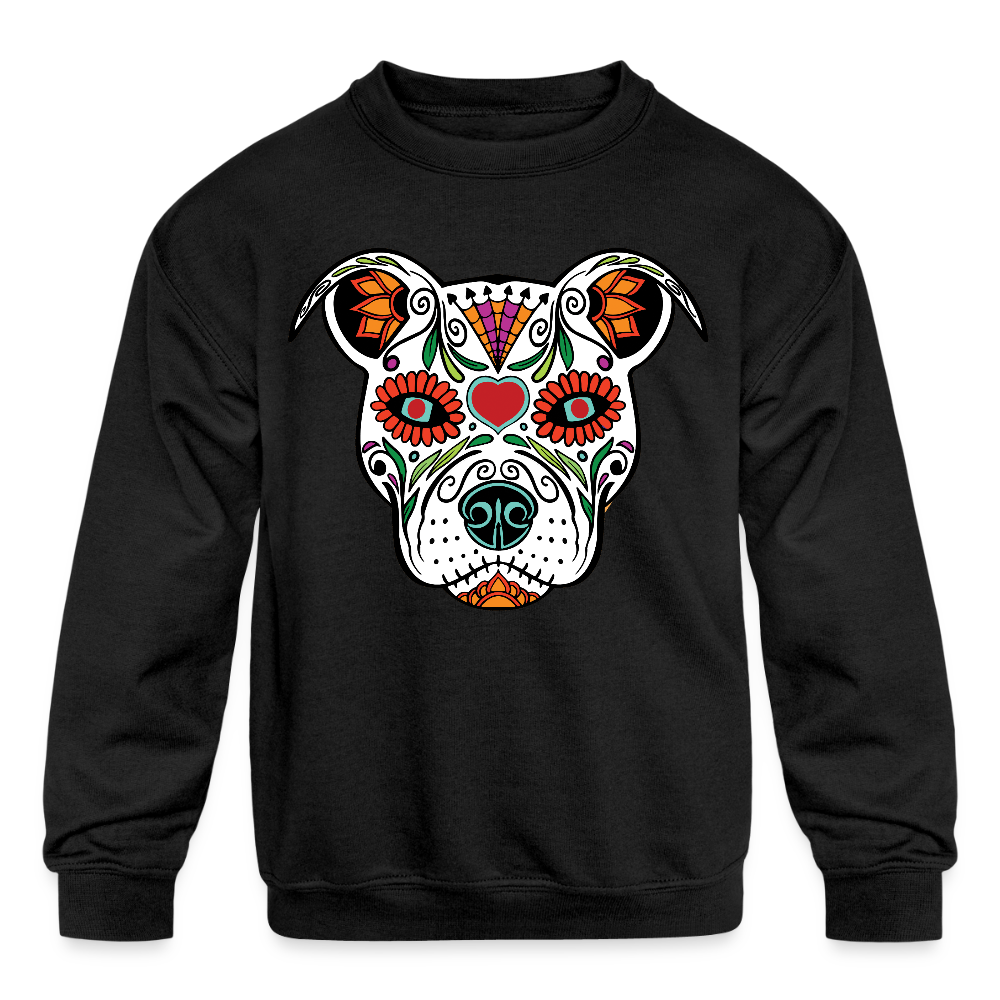 Día de los Doggie Kids' Crewneck Sweatshirt - black