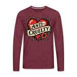 Load image into Gallery viewer, Anti-Cruelty Retro Heart Men's Long Sleeve T-Shirt - heather burgundy
