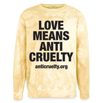 Load image into Gallery viewer, Love Means Anti-Cruelty Colorblast Crewneck Sweatshirt - citrine
