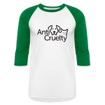Load image into Gallery viewer, Anti-Cruelty Baseball T-Shirt - white/kelly green
