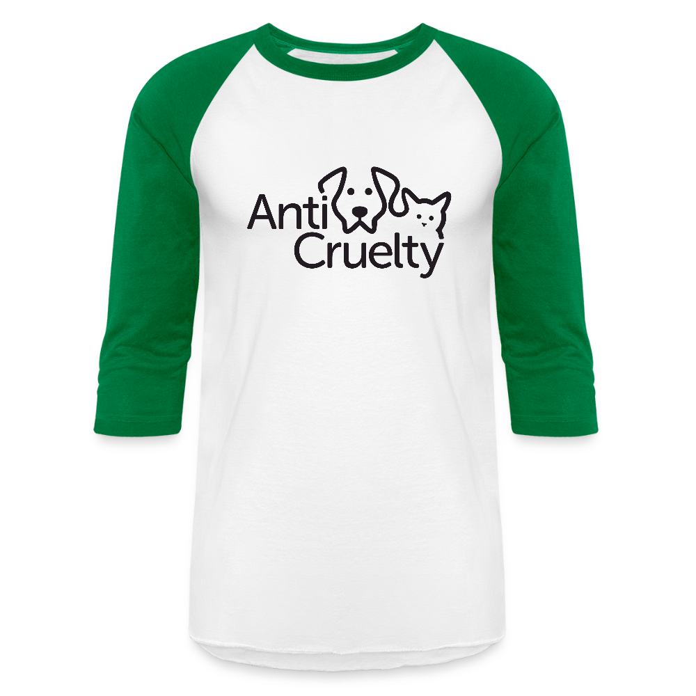Anti-Cruelty Baseball T-Shirt - white/kelly green
