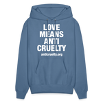 Load image into Gallery viewer, Love Means Anti-Cruelty Hoodie - denim blue
