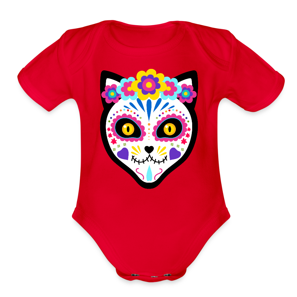 Día de los Meowertos Baby Bodysuit - red