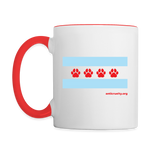 Load image into Gallery viewer, &quot;Chicago Paw Flag&quot; Contrast Coffee Mug - white/red
