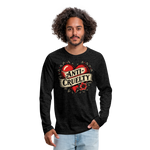 Load image into Gallery viewer, Anti-Cruelty Retro Heart Men's Long Sleeve T-Shirt - charcoal grey
