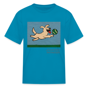 "Go Fetch" Art From The Heart Kids' T-Shirt - turquoise