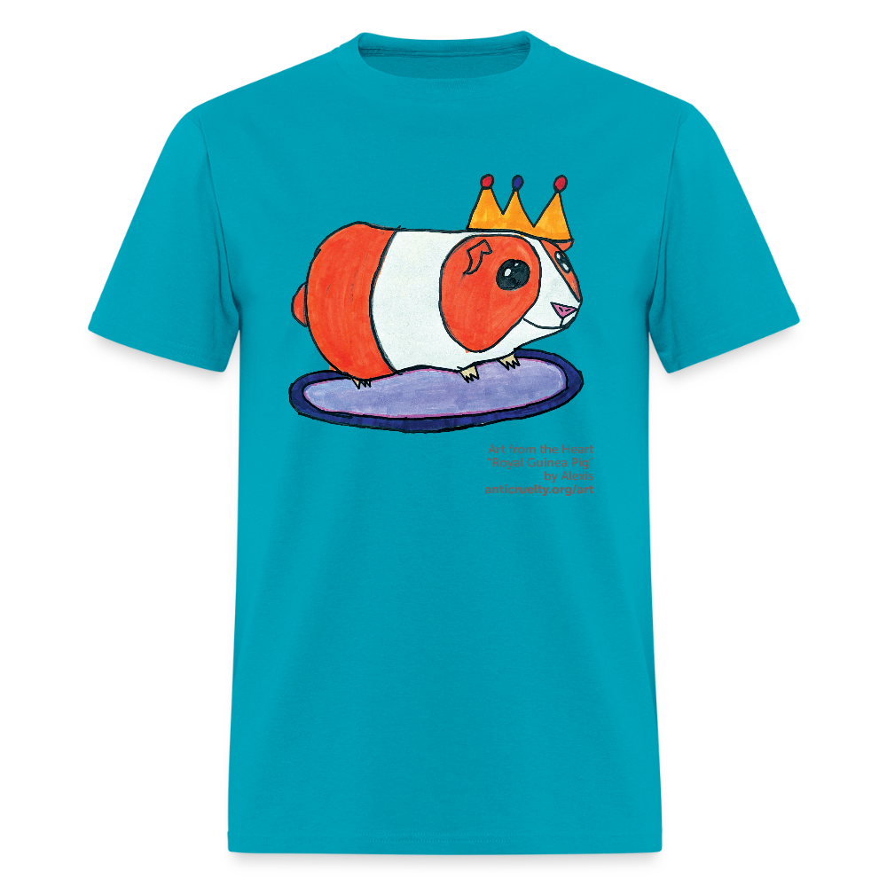 "Royal Guinea Pig" Art From The Heart Adult T-Shirt - turquoise