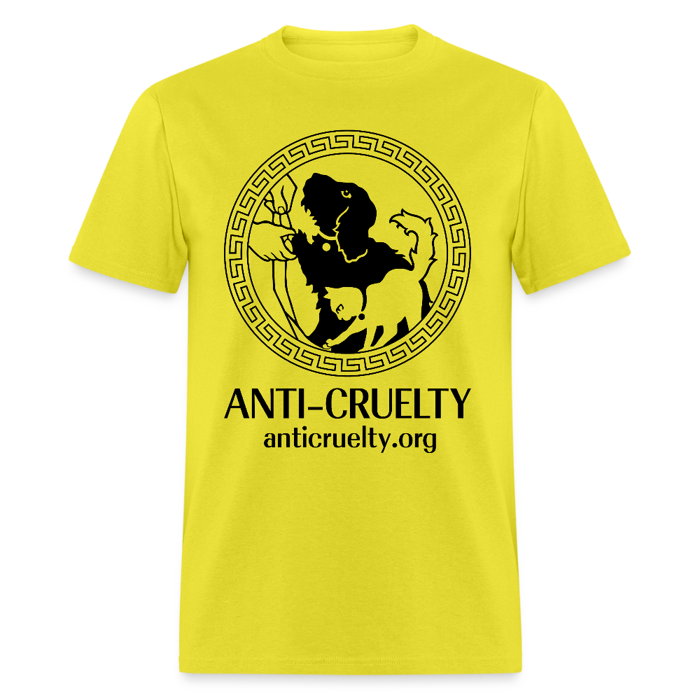 "Vintage Anti-Cruelty Greek Key" Bright Unisex Classic T-Shirt - yellow
