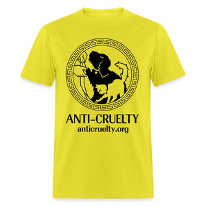 "Vintage Anti-Cruelty Greek Key" Bright Unisex Classic T-Shirt - yellow
