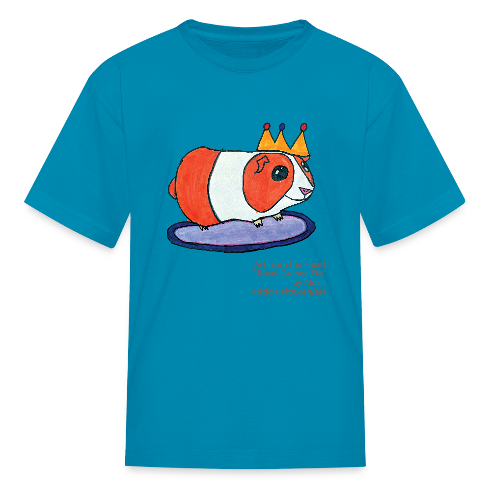 "Royal Guinea Pig" Art From The Heart Kids' T-Shirt - turquoise