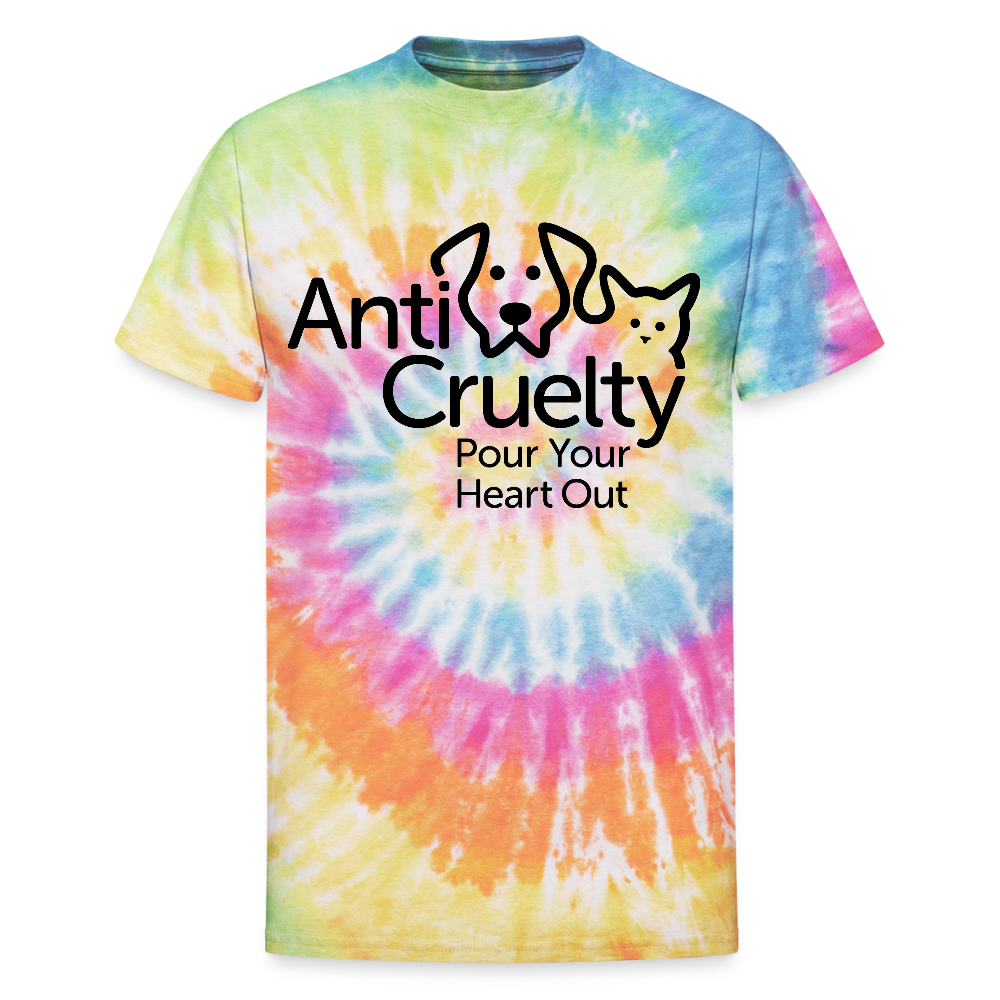 "Pour Your Heart Out" Unisex Tie Dye T-Shirt - rainbow