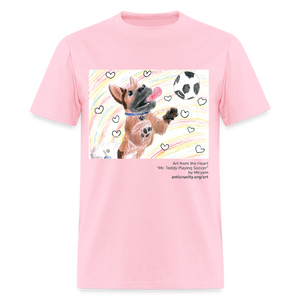 "Mr. Teddy Playing Soccer" Art From The Heart Shirt - pink