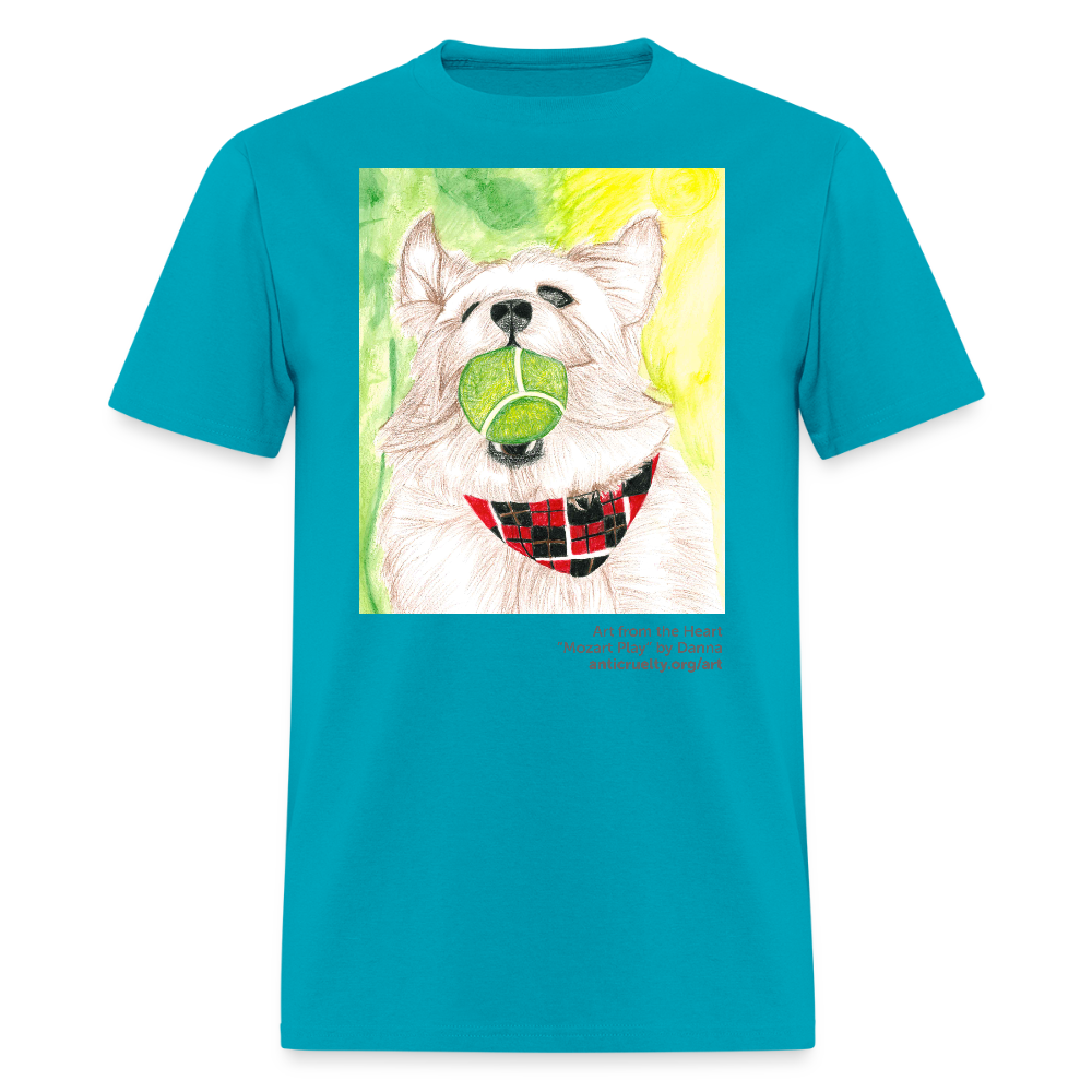 "Mozart Play" Art From The Heart Adult T-Shirt - turquoise