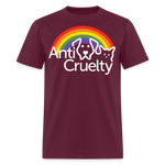 Load image into Gallery viewer, Anti-Cruelty Rainbow Logo T-Shirt - burgundy

