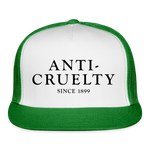 Load image into Gallery viewer, Anti-Cruelty 40's Logo Trucker Hat - white/kelly green

