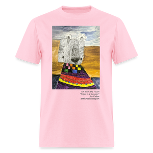 "Tiger In A Sweater" Art From The Heart Adult T-Shirt - pink