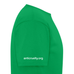 Load image into Gallery viewer, Anti-Cruelty "Because Love." T-Shirt - bright green
