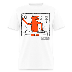 "DJ Dog" Art From The Heart Adult T-Shirt - white