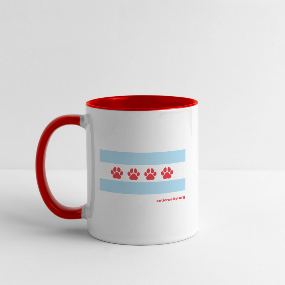 "Chicago Paw Flag" Contrast Coffee Mug - white/red