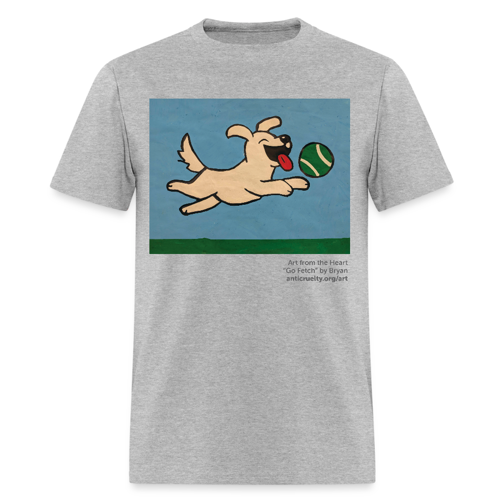 "Go Fetch" Art From The Heart Adult T-Shirt - heather gray