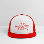 Load image into Gallery viewer, Anti-Cruelty Valentine's Day Logo Trucker Hat - white/red
