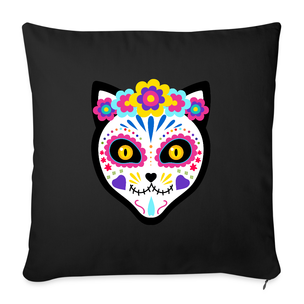 Día de los Meowertos Pillow Cover 18” x 18” - black