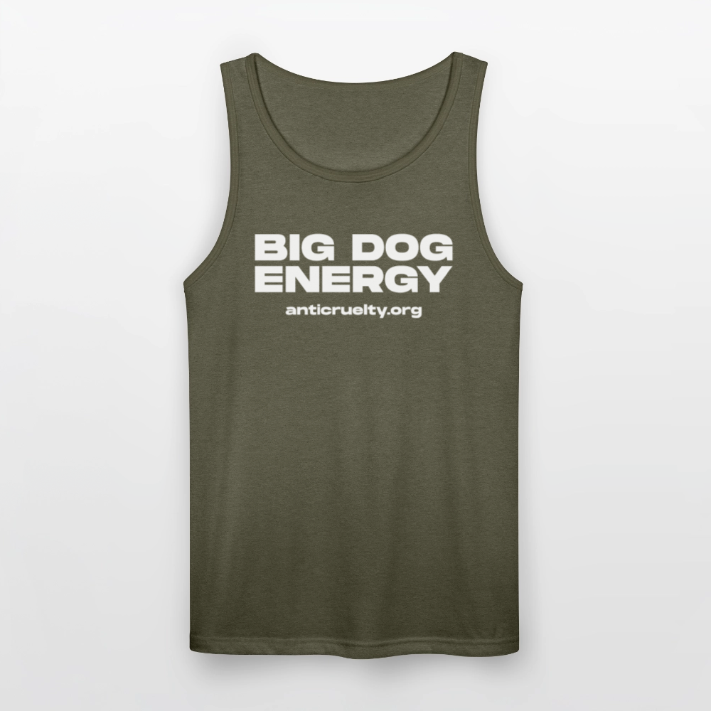 "Big Dog Energy" Tri-Blend Organic Tank - heather olive