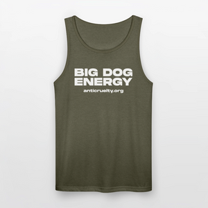"Big Dog Energy" Tri-Blend Organic Tank - heather olive