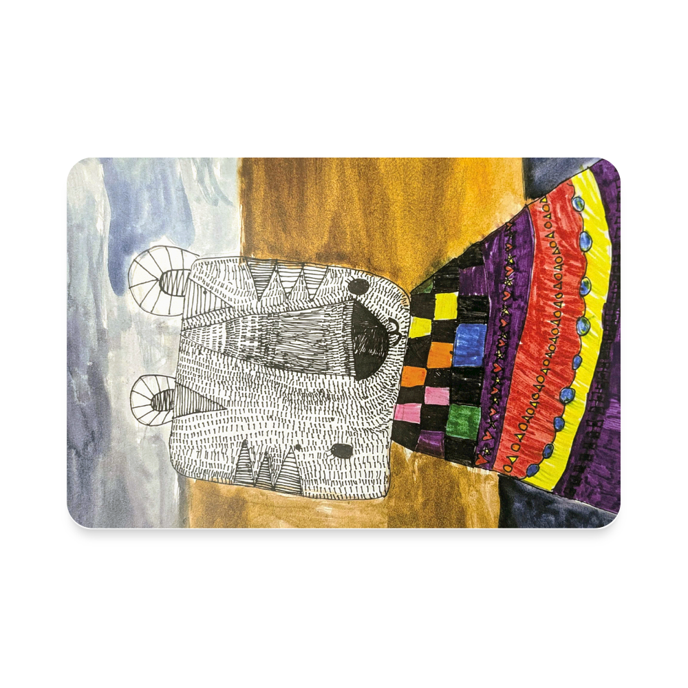 "Tiger In A Sweater" Art From The Heart Rectangle Magnet - white
