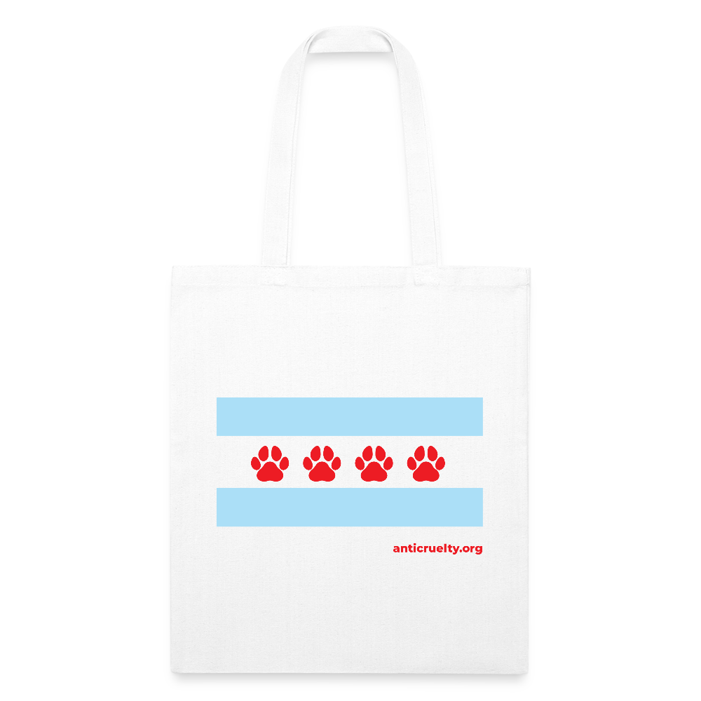 "Chicago Paw Flag" Recycled Tote Bag - white