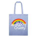 Load image into Gallery viewer, Anti-Cruelty Rainbow Logo Recycled Tote Bag - light Denim
