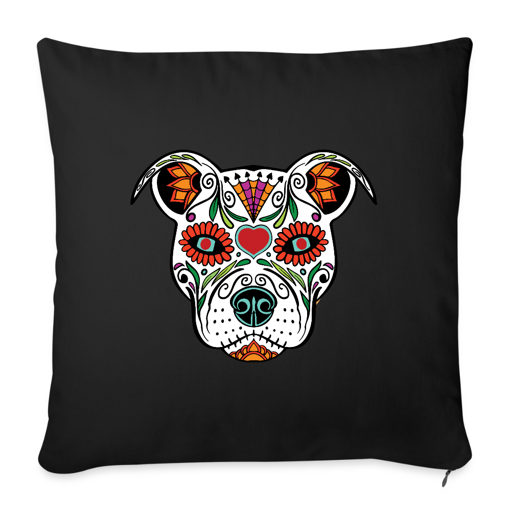 Día de los Doggie Pillow Cover 18” x 18” - black