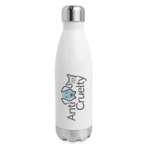 Anti-Cruelty Logo Stainless Steel Water Bottle - white