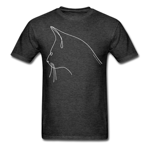 Cat Line Art Unisex T-Shirt - heather black