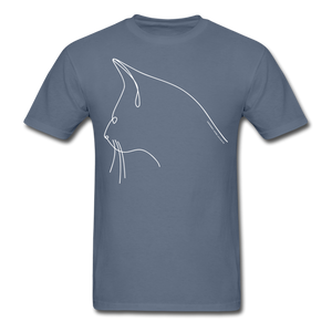 Cat Line Art Unisex T-Shirt - denim